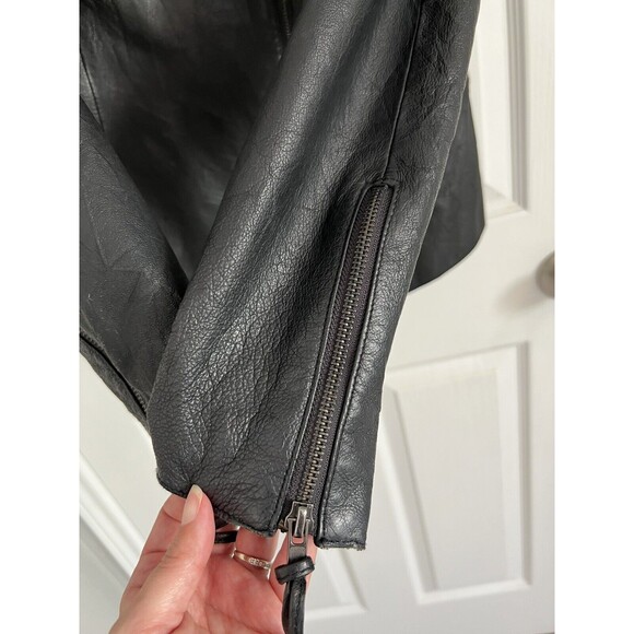 Le Chateau Womens Genuine Leather Moto Jacket Medium Black Asymmetrical Zipper - Picture 5 of 9